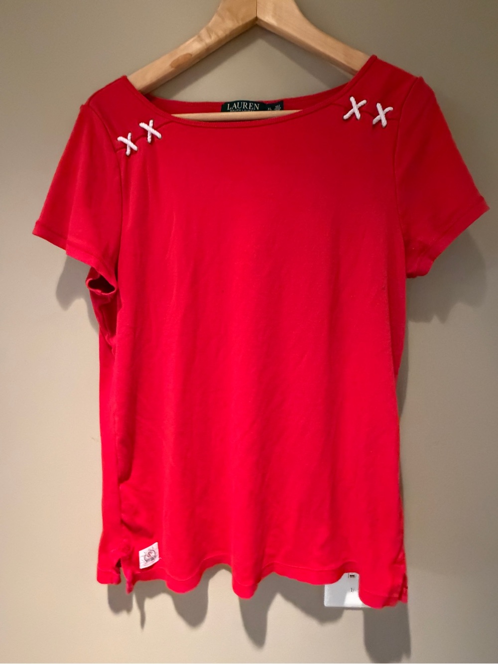 LRL Ralph Lauren Ladies Red Short-Sleeve Crewneck Top XL